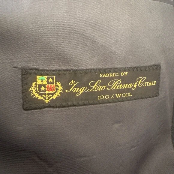 Vintage Loro Piana Mens Blazer Navy Blue Stripe Wool Suit Jacket Sport Coat 44L - Picture 3 of 14